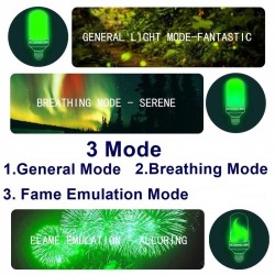 3W 5W 9W - E27 E26 E14 E12 Led 85-265V - lampa med brandeffekt - grön