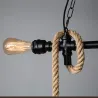 Retro järn hängande lampa med hand stickade rep - ljus i bur
