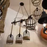 ApliquesLámpara colgante de hierro retro con cuerda de punto a mano - luces en jaula