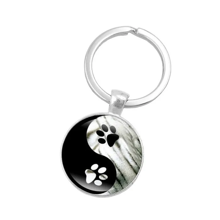 Yin Yang – lasillinen pyöreä keychain
