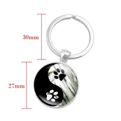 Yin Yang – lasillinen pyöreä keychain