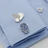 GemelosCufflinks clásicos con cráneo azul