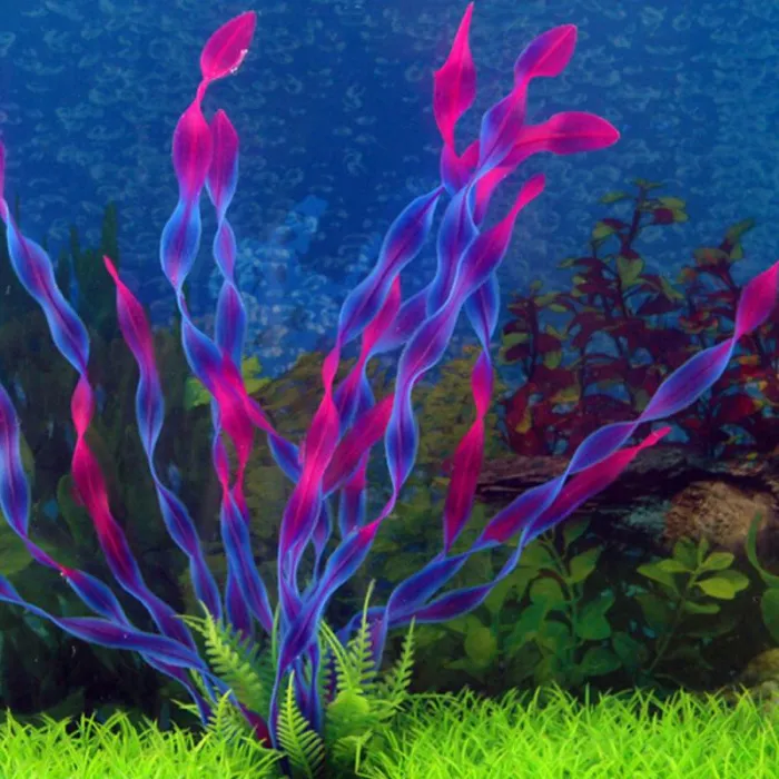 Plante d'herbe en plastique artificielle - décoration d'aquarium