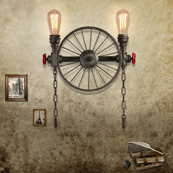 Iron wheel - retro wall lamp