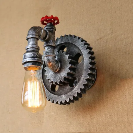Vintage järn rör - vägg lampa