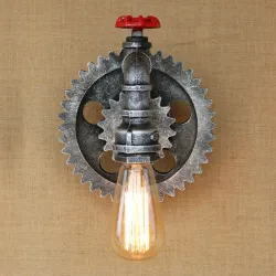 Vintage järn rör - vägg lampa