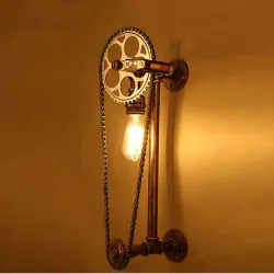 Vintage wall lamp with bicycle chain