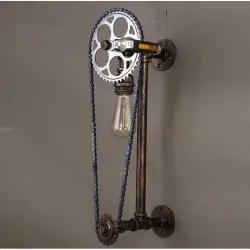 Vintage vägg lampa med cykelkedja