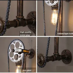 Vintage wall lamp with bicycle chain