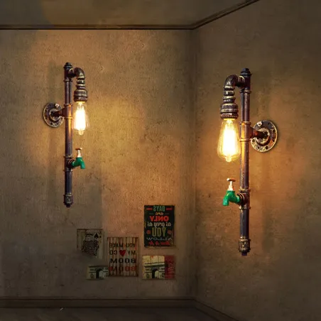 Vintage water pipe - wall lamp