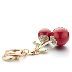 Crystal red cherries - keychainKeyrings