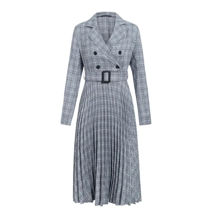 Vintage Plaid Kleid mit Gürtel
