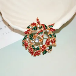 Christmas colorful crystals brooch