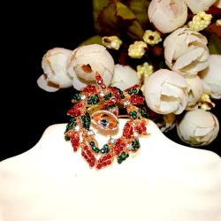 Christmas colorful crystals brooch