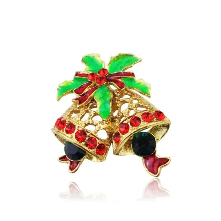 Weihnachtskristall Brosche mit Jingle Glocke