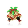 Christmas crystal brooch with jingle bell