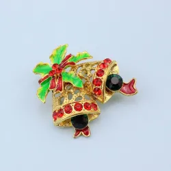Jul kristall brosch med jingle bell