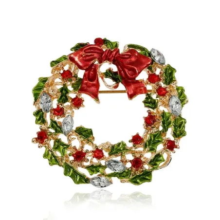 Christmas mistletoe wreath - brooch