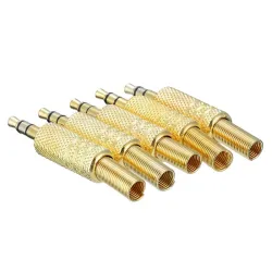 1/8 "3,5 mm guld manlig plug koax kabel - professionell ljudadapter anslutning 5 bitar