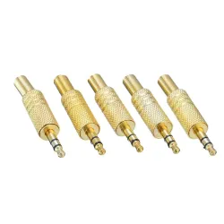 EnchufesCable de coaxi macho de 3,5 mm de oro - conector de adaptador de audio profesional 5 piezas