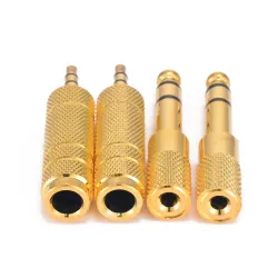 1/4" 6,35 mm jack stereo guldkabel - 6,5 mm till 3,5 mm - ljudadapter - omvandlare för hörlursmikrofon 4 bitar