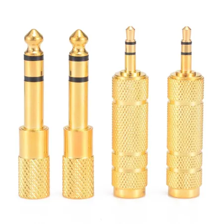 1/4" 6,35mm jack stereo kultakaapeli - 6,5 mm - 3,5 mm - ääni adapteri - kuulokkeet mikrofoni 4 kappaletta