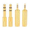 1/4" 6,35mm jack stereo kultakaapeli - 6,5 mm - 3,5 mm - ääni adapteri - kuulokkeet mikrofoni 4 kappaletta