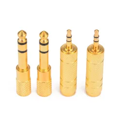1/4" 6,35 mm jack stereo guldkabel - 6,5 mm till 3,5 mm - ljudadapter - omvandlare för hörlursmikrofon 4 bitar