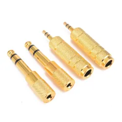 1/4" 6,35 mm jack stereo guldkabel - 6,5 mm till 3,5 mm - ljudadapter - omvandlare för hörlursmikrofon 4 bitar