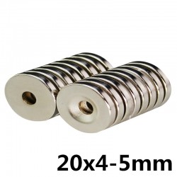 N35 neodymium cylinder magnet - super stark - countersunk hål - 20 * 4 * 5mm 10 bitar