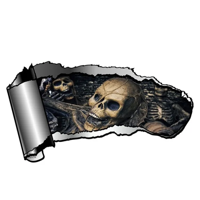 3D torn metallia kallolla - vinyyliauto tarra 13 * 7,1 cm