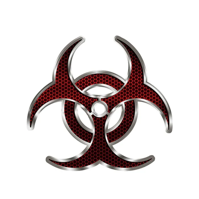 Biohazard punainen hex - vinyyliauto tarra 12 * 12 cm