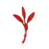 Christmas mistletoe leaf with pearls - brooch