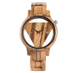 Geometrisches Dreieck - Holz Quarzuhr - unisex