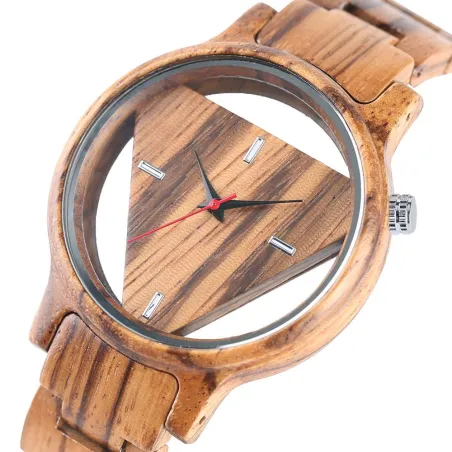 Relojestriángulo geométrico - reloj de cuarzo de madera - unisex