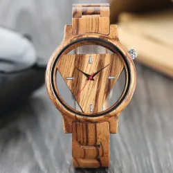 Relojestriángulo geométrico - reloj de cuarzo de madera - unisex