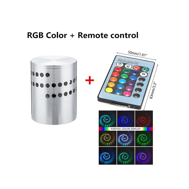 LED wall light with spiral hole - RGB - remote controllerWall lights