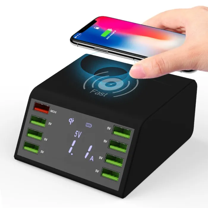 CargadoresPantalla LED USB 60W - cargador inalámbrico multiport - carga rápida 3.0