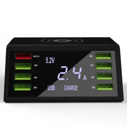 CargadoresPantalla LED USB 60W - cargador inalámbrico multiport - carga rápida 3.0