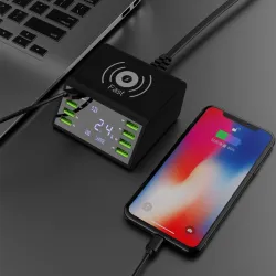 CargadoresPantalla LED USB 60W - cargador inalámbrico multiport - carga rápida 3.0