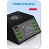 CargadoresPantalla LED USB 60W - cargador inalámbrico multiport - carga rápida 3.0