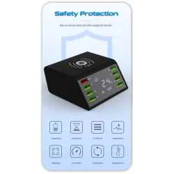 CargadoresPantalla LED USB 60W - cargador inalámbrico multiport - carga rápida 3.0