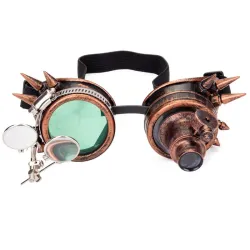 Steampunk & gothic round lasit - vintage rivet goggle valolla