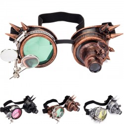 Steampunk & Gothic Rundbrille - Vintage Nietbrille mit Licht