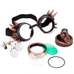Gafas de solGafas redondas góticas - gafas de remache vintage con luz