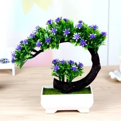 Fiori rosa e viola giapponesi - vaso bonsai artificiale
