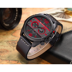 Luxury leather sports quartz watch