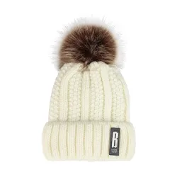 Warm winter wool hat with pom pom