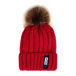 Warm winter wool hat with pom pom