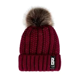 Warm winter wool hat with pom pom